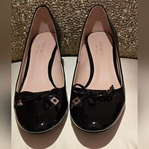 Kate Spade black patent leather, heeled mary janes